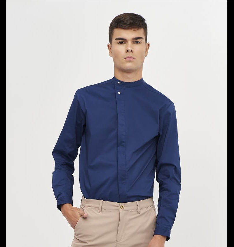 camisa cierre inclinado hombre