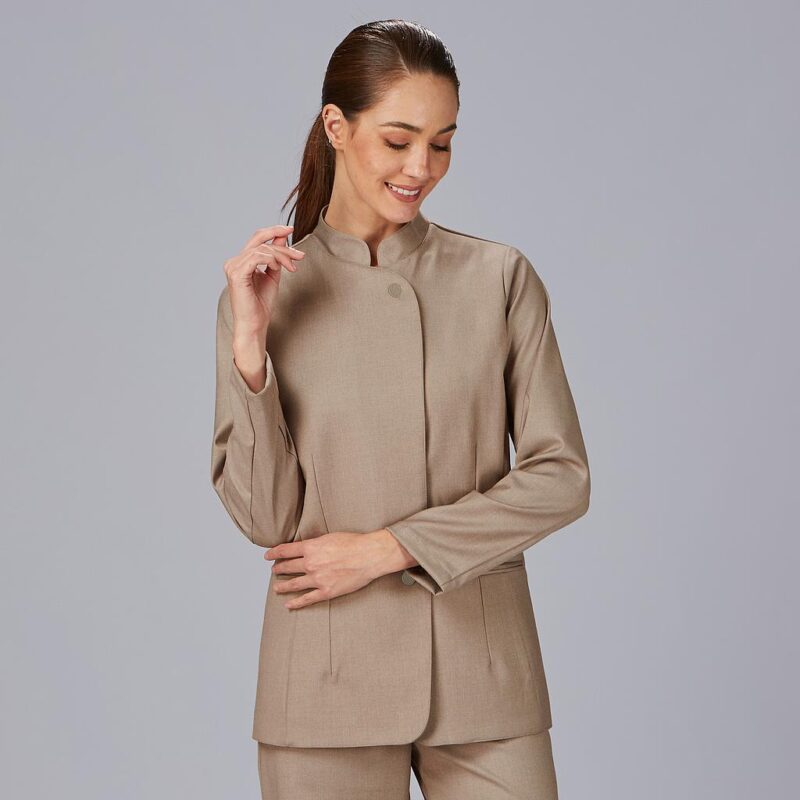 Chaquetilla cocina señora manga larga cuello mao