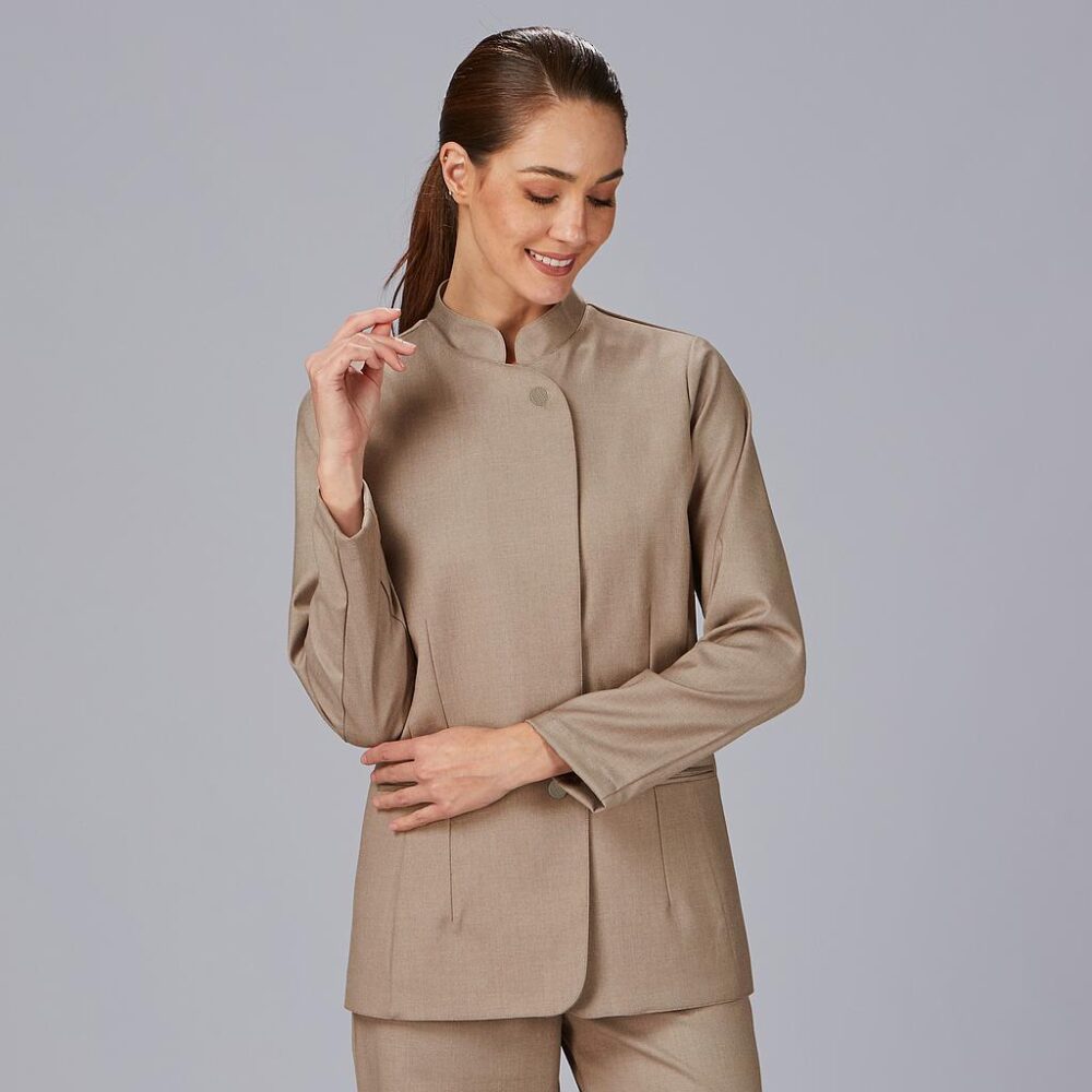 Chaquetilla cocina señora manga larga cuello mao