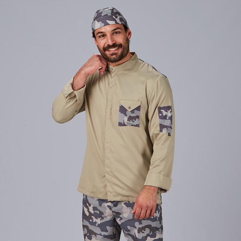 Casaca cocinero camuflaje beige